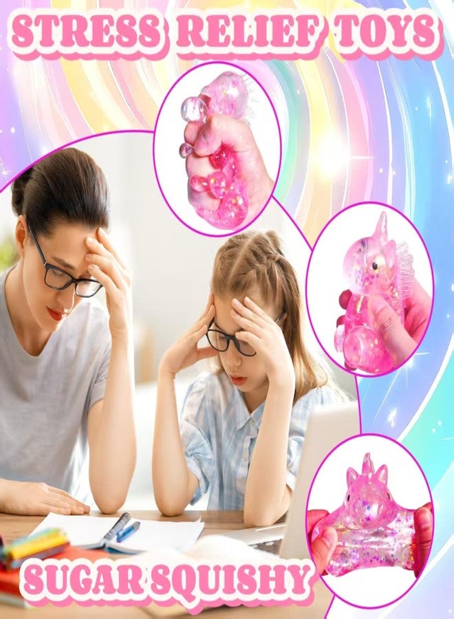 EVDERS 1Pcs Pink Unicorn Squishies Sugar Ball Squeeze Fidget Toys for Kids and Adults Kawaii Unicorn Sugar Ball Squishy Animal Decompression Squeeze Stress Toys for Surprise Gift Theme Party Favors - Image 3